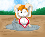 1girl clay female mrsilveralpha mud quicksand rabbit sega sinking solo sonic_the_hedgehog_(series) stuck vanilla_the_rabbit