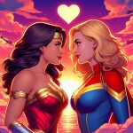 2_girls amazon arm_at_side armlet avengers avengers:_endgame bangs bare_shoulders big_breasts black_eyes black_hair blonde_female blonde_hair blue_bodysuit blue_hair bodysuit bracer breasts cape captain_marvel carol_danvers closed_mouth cloud clown_girl collarbone couple crossover dc_comics diana_prince duo earrings eye_contact face-to-face facial_mark female/female female_only freivolk freivolk_(artist) gold_armlet gold_jewelry grey_eyes half-closed_eyes harleen_quinzel harley_quinn heart heroine jacket jewelry justice_league justice_league_unlimited kissing leotard licking light_blue_hair lips lipstick long_hair looking_at_another love makeup marvel marvel_comics medium_breasts multicolored_bodysuit multicolored_clothes multicolored_jacket multiple_girls mutual_yuri naughty_face neck ocean outside parted_bangs red_bodysuit red_cape red_earrings red_leotard red_lipstick romantic romantic_couple silver_bracer silver_jewelry skin_tight sky smile star_earrings straight_hair strapless strapless_leotard sun sunset superhero_costume superheroine supervillainess the_marvels themysciran tied_hair tongue tongue_out torn_clothes twin_tails two-tone_bodysuit villainess water wonder_woman wonder_woman_(series) yuri