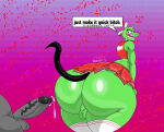  12_oz_mouse adult_swim anthro ass balls big_ass big_butt big_penis blush bodily_fluids bubble_ass bubble_butt butt cheerleader cheerleader_outfit clothing dialogue dripping duo ear_piercing earrings english_text eyelashes eyeshadow femboy fitzboi fur genital_fluids genitals green_body green_fur hi_res huge_ass huge_butt huge_penis japanese_text legwear makeup male male/male mammal mascara migdre671 mouse mouse_fitzgerald murid murine penis piercing precum precum_drip profanity rodent solo solo_anthro solo_male tail text thick_thighs vein veiny_penis wide_hips 