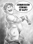1boy 2020 ass barley_lightfoot bottle chubby chubby_male commissions_open elf elf_male furryrevolution male monochrome nude nude_male onward onward_(2020) pants_down pissing pointed_ears solo_male spiked_bracelet uncircumcised
