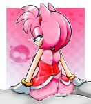 1boy 1girl amy_rose anus aqua_eyes ass back_view bottomless breasts cum_in_pussy cum_inside female_focus furry furry_female gloves hairband heart_background horny_female looking_back naughty_face no_panties pink_background pink_fur red_dress seductive_look sega sega sex sitting_on_person sonic_the_hedgehog_(series) tail vaginal_penetration vaginal_sex voidsdroids younger_female
