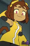 1girl 1girl 1girl ai_generated animal_ears animal_hands blush bob_cut breasts brown_hair cat_ears cat_girl cat_tail clothing colored_sclera cowboy_shot dark-skinned_female dark_skin dress elbow_gloves furry furry_female gameoverse gloves goggles goggles_on_head indoors kit_bodega littlehentai looking_at_viewer parted_lips pink_eyes red_eyes savitar savitar_(artist) short_hair sleeveless smile tail thick_eyebrows whiskers yellow_dress yellow_gloves yellow_sclera