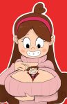 between_breasts big_breasts braces breasts dipper_pines godalmite gravity_falls mabel_pines smile sweater