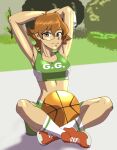 alternate_version_available arms_above_head basketball basketball_court brown_eyes brown_hair commission commissioner_upload darkeros darkeros13 glasses katie_holt looking_at_viewer pidge_gunderson rebecca_chambers_(cosplay) resident_evil shorts sneakers socks sportswear thedarkeros tube_socks voltron voltron:_legendary_defender
