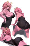 1girl ashido_mina black_dress edited mina_ashido multiple_views my_hero_academia my_hero_academia_(finale) pink_hair pink_skin