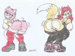 2girls amy_rose big_ass big_breasts dancing female female/female fox hedgehog marlon64 mobian_hedgehog nude original_character sega showing_off sonic_the_hedgehog_(series)