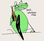  12_oz_mouse 3_toes adult_swim alcohol anthro barefoot beer beverage cartoon_network clenched_teeth dialogue dogeoisie drunk feet feet_on_table foot_fetish foot_focus green_body green_fur half-closed_eyes holding_drink holding_object looking_at_viewer male male_only mammal mouse mouse_fitzgerald murid murine paws rodent soles solo speech substance_intoxication talking_to_viewer teeth text toes wrinkled_feet wrinkled_soles wrinkles 