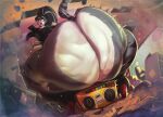 1girl ass assquake big_ass breasts carmessi debris destruction earthquake falling_debris gigantic_ass gold_boombox_(prevence) huge_ass kimiko_(prevence) twerking