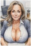 big_breasts blonde blonde_hair cleavage cum cum_on_cleavage facial female_only milf office sloppyai