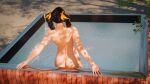  1girl 1girl 1girls 3d ass back_view black_hair blender forsavide hair_ornament ling_xiaoyu namco nude tekken tekken_8 twin_tails water 