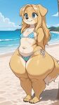  1girl 1girl ai_generated animal_ears animal_tail anthro anthro_female anthro_focus anthro_only beach beach_background bikini bikini_bottom bikini_top blue_eyes bottom_heavy bottom_heavy_female cub cub_female dog dog_ears dog_girl dog_tail female_anthro female_cub female_focus female_only flat_chested furry furry_female furry_only golden_retriever huge_thighs large_thighs long_hair polka_dot polka_dot_bikini slim_waist small_breasts solo_anthro solo_female solo_focus tagme thick_thighs wide_hips young young_anthro young_female 