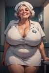  cleavage cum cum_on_cleavage facial female_only huge_breasts mature_female nurse sloppyai uniform 