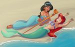 aladdin_(series) ass big_ass big_breasts breasts cleavage crossover disney happy_trance hypnotic_staff mind_control princess_ariel princess_jasmine staff the_little_mermaid yuri zelamir