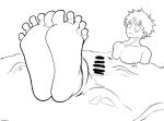 1boy 2026 black_and_white censored censored_penis feet foot_fetish human male_feet male_foot_fetish monkey_d._luffy nude nude_male one_piece restrained sanghpp scar scar_on_face short_hair solo_human solo_male yaoi
