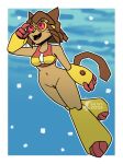 1girl bikini bottomless cat feline female fish_birb gameoverse glitch_productions kit_(gameoverse) pussy solo swimsuit swimwear underwater youtube
