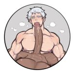 2025 2boys abs all_for_one bbc black_male boku_no_hero_academia breath_cloud drawthread_request drooling fellatio gay_blowjob geppi grey_eyes huge_penis hung male male_only my_hero_academia nipples nude nude_male saliva veiny_penis white_hair yaoi