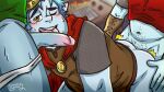 2020 3boys barley_lightfoot blue_hair blush body_hair cosplay elf elf_male gay_sex licking_penis male one_eye_closed onward onward_(2020) pointed_ears spitroast sweat sweating syaokitty threesome underwear yaoi yellow_eyes