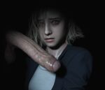 1boy 1girl 1girls 3d 3d_(artwork) absurdly_large_cock balls big_balls big_penis big_penis big_penis black_background blonde blonde_female blonde_hair blue_eyes clothed_female_nude_male female_focus grace_ashcroft grace_ashcroft_(julia_pratt) huge_balls huge_cock huge_dick huge_penis large_cock large_dick large_penis leeterr male penis penis penis resident_evil resident_evil_9:_requiem scared scared_expression short_hair tagme uncut wavy_hair