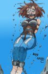 1girl adult anime big_breasts blue-lotus bondage bound_and_gagged breath_holding damsel_in_distress drowning fanart female gag gagged heroine manga mouth_gag my_hero_academia ochako_uraraka peril ryona solo struggling tape_gagged traditional_art underwater underwater_peril water_torture