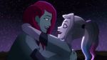 dc_comics dcau gif harley_quinn harley_quinn_(series) hugging ivyquinn kissing making_out passionate poison_ivy shocked smile yuri