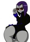  1girl ass cartoon dat_ass dc_comics goth leotard purple_hair pussy raven_(dc) shades short_hair simple_background teen_titans transparent_background vector 