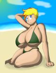 1girl beach big_breasts bikini breasts female_only genderswap huge_breasts jenny_test johnny_test johnny_test_(character) massive_breasts ocean outside solo_female swimsuit tomkat96