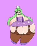 12_oz_mouse 1girl adult_swim alternate_version_available areola_slip ass big_ass big_breasts black_choker breasts choker closed_mouth clothed clothed_female clothing cropped_legs crossgender dress elbow_gloves female female_only garter_belt garter_straps genderswap genderswap_(mtf) gigantic_ass gigantic_breasts gloves green_eyes green_hair huge_ass huge_breasts katie_fitzgerald legwear long_hair looking_at_viewer mouse mouse_ears mouse_fitzgerald mouse_girl nipples purple_dress rule_63 skindentation smile solo thick_thighs thighhighs wide_hips