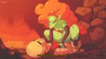 1boy 1girl assertive assertive_female blush boots bouncing_breasts breasts clitoris clothed_male clothed_male_nude_female clothed_sex colored_skin cowgirl_position curly_hair detached_sleeves diives dragon_ball dragon_ball_z english_text gif hetero injury krillin kuririn legs looking_at_another male naughty_face nipples nude nude_female open_mouth orange_hair penis pointy_ears pussy rock sex sitting sitting_on_person smile spread_legs straddling subtitled toei_animation torn_clothes zangya