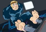 1boy 2024 barefoot blonde_hair blush fire_emblem fire_emblem:_three_houses flat_colors headgear human hypnotized latex latex_bodysuit male male_feet male_tickling muscular muscular_male saliva solo_human solo_male sphinx tickling_feet tickling_machine