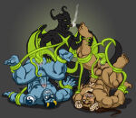 2013 blue_skin cigar cum cum_on_body feet horns male male_feet male_only maryn monster monster_boy non-consensual nude nude_male on_floor oni restrained screwjob slake tattoo tattoo_on_shoulder tentacle tentacle_penetration tentacle_rape tentacles_on_male troll yaoi yin_yang