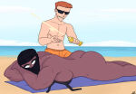 1boy 1girl 1girl alluring applying_sunscreen ass athletic athletic_female beach beach_towel bedroom_eyes big_ass black_bikini black_eyeshadow black_topwear calderon_(hellonearthiii) clothed clothed_male clothed_male_nude_female clothes clothing covered_face dark-skinned_female dark_skin dat_ass eyeshadow fat_ass fit fit_female functionally_nude functionally_nude_female glasses glasses_on_face hellonearthiii hijab latino light-skinned_female light_skin male/female manly masked masked_female mature mature_female middle_eastern middle_eastern_female muscle muscular muscular_female muslim muslim_female naked_female nervous nervous_expression niqab nude nude nude_female orange_shorts pripyatory_(hellonearthiii) removed_clothing seductive seductive_eyes seductive_look sunglasses sunscreen swimsuit thick_ass thick_thighs unseen_female_face uzi_(hellonearthiii) younger_male