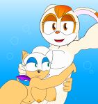 2girls adults anthro anthropomorphic art_trade bat completely_naked digital_art female females furry interspecies looking_at_viewer mobian nipples nude ocean rabbit rouge_the_bat sea sega sonic_(series) sonic_the_hedgehog_(series) sonicgalaxy27 underwater vanilla_the_rabbit water