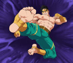1boy 2026 abs alternate_version_at_paywall armpit_hair black_hair bulge cado_tk32 feet human iron_fist kick lin_lie male_feet male_foot_fetish marvel marvel_rivals muscular muscular_male shirtless shirtless_male suspended_in_midair