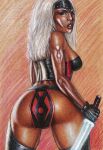  1girl 2d ass athletic athletic_female biceps big_breasts black_gloves breasts bubble_ass bubble_butt edithemad female_focus female_only fit gloves goth goth_girl hourglass_figure jataaka lipstick loincloth looking_at_viewer looking_back makeup medium_breasts mortal_kombat mortal_kombat_mythologies:_sub-zero rear_view sideboob skimpy skimpy_clothes tagme tattoo toned toned_female wide_hips 