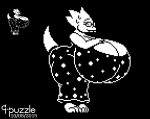 1girl 2010s 2015 alphys anthro anthro_only ass_bigger_than_head big_ass big_breasts black_and_white black_background breasts breasts_bigger_than_head claws dated dinosaur dinosaur_girl dress female_anthro female_only glasses huge_ass huge_breasts huge_butt hyper_breasts lizard lizard_girl massive_breasts monster monster_girl non-mammal_breasts pixel_(artwork) pixel_art polka_dot polka_dot_dress reptile reptile_girl scalie scalie_female solo solo_anthro solo_female sweat tail undertale undertale_(series) video_games