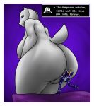 1girl ambiguous_gender anal anal_vore anthro ass boss_monster breasts caprine dragon duo english_text furry goat larger_female mammal micro nude pussy scalie simple_background size_difference text toriel undertale video_games vore vorkkael