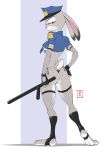 1_anthro 1_female 1_girl anthro bluntkatana clothed female female_anthro female_only fingerless_gloves fur hare judy_hopps looking_at_viewer looking_back police purple_eyes rabbit solo standing tagme zootopia