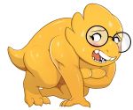  1girl alphys alphys_(undertale) anthro anthro_only breasts claws covering_breasts female_only glasses lizard lizard_girl looking_away monster monster_girl naked non-mammal_breasts nude reptile reptile_girl sbshouseofpancakes scalie solo solo_anthro solo_female undertale undertale_(series) video_games white_background yellow_body yellow_skin 