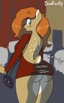  1girl anthro ass big_ass big_breasts blush breasts cervine clothed clothing clothing_rip deer digital_media_(artwork) doodle_dip furry gasp hair mammal public sophia 