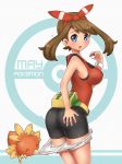 ass breasts dat_ass deviantart hand_on_ass haruka_(pokemon) haruka_(pokemon)_(remake) holding_poke_ball looking_back may poke_ball pokeball pokemon pokemon_(game) pokemon_oras pokemon_rse shocked shorts_pull sideboob surprised torchic virus-g