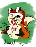  1girl 2015 anthro benji-fox big_breasts breasts candy candy_cane canine christmas food fox foxie_vixxxen holidays innuendo licking looking_at_viewer mammal nude original smile suggestive tongue tongue_out 