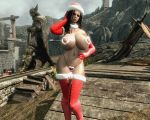 big_breasts black_hair breasts christmas fuckable huge_breasts insanely_hot long_hair mod skyrim