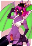 1girl anthro bat clothed clothing crossdressing erection furry girly humanoid_penis legwear looking_at_viewer male mammal penis rubber smile stockings suelix testicles thick_thighs tongue tongue_out wings