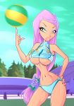  1girl 4kids_entertainment breasts clothed female_only krystal_(winx_club) long_hair nickelodeon outside panties pink_hair rainbow_(animation_studio) semi-nude shitapai under_boob underboob* very_long_hair winx_club zfive 