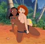 breasts erect_clitoris erect_nipples gagala kim_possible kimberly_ann_possible kneel lilo_and_stitch nani_pelekai saliva_trail shaved_pussy thighs yuri