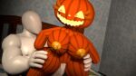  1boy 1girl bed bouncing_breasts cowgirl_position faceless_male five_nights_at_freddy&#039;s jack_o_pumpkin_(fnaf) looking_back nude penis penis_in_pussy pumpkin pumpkin_girl pumpkin_head sex 