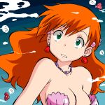  big_breasts breasts cleavage creatures_(company) earrings eyebrows eyelashes game_freak gomatarou gomatarou_(pixiv196136) green_eyes gym_leader humans_of_pokemon kasumi_(pokemon) long_hair luvdisc mermaid misty_(pokemon) necklace nintendo non-english_tag orange_hair pokemon pokemon_(anime) pokemon_red_green_blue_&amp;_yellow pokemon_rgby seashell_bra うごたまろ 