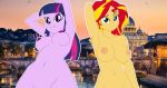  2_females 2_girls 2girls breasts chancero edit equestria_girls female friendship_is_magic long_hair my_little_pony navel nipples nude rome sunset_shimmer sunset_shimmer_(eg) twilight_sparkle twilight_sparkle_(mlp) 