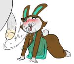 1girl animal_crossing anthro blush breasts carmen_(animal_crossing) cum cum_in_mouth cum_inside faceless_male lagomorph male male/female mammal nintendo nipples oral penis rabbit roy_mccloud see-through_top simple_background video_games