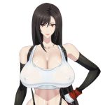 1girl animated animated_gif black_hair bouncing_breasts final_fantasy final_fantasy_vii gif huge_breasts long_hair looking_at_viewer red_eyes static808wave tifa_lockhart wink